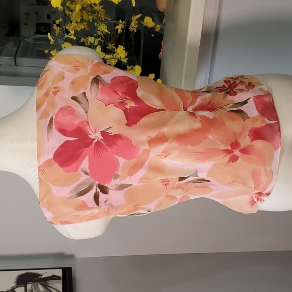 DAVID WARREN petite NewYour. Women's 100% silk blouse. 10, pinks and peach - Picture 5 of 11